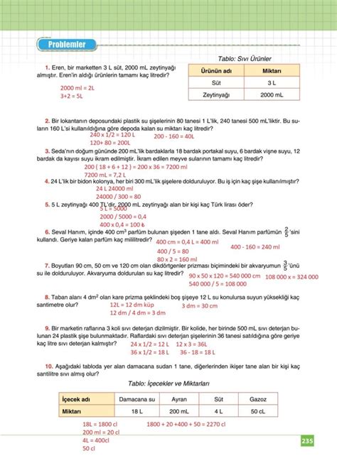 6 Sınıf Matematik Koza Yayınları Sayfa 235 Cevapları