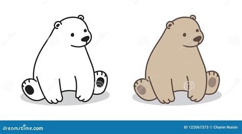 Bear Vector Polar Bear Icon Logo Sitting Character Cartoon Illustration