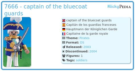 Playmobil Set 7666 Captain Of The Bluecoat Guards Klickypedia