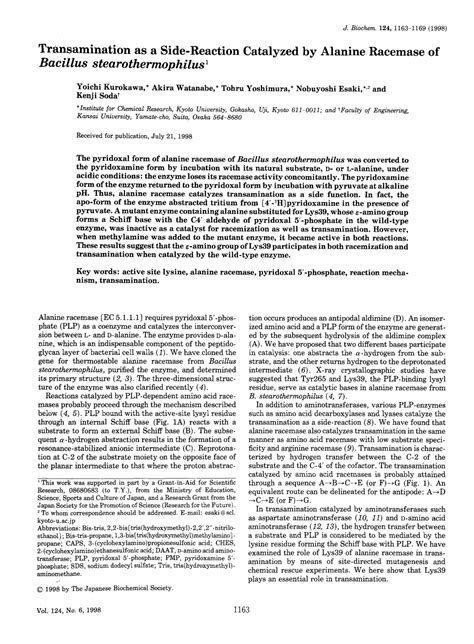 Transamination As A Side Reaction Catalyzed By Alanine Racemase Of