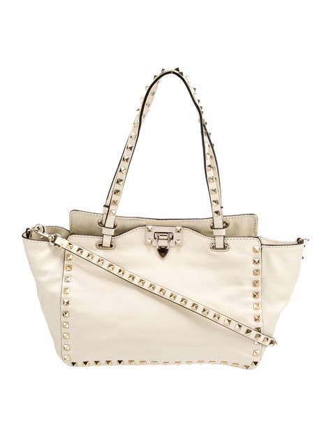 Valentino Leather Rockstud Tote Bag Neutrals Totes Handbags