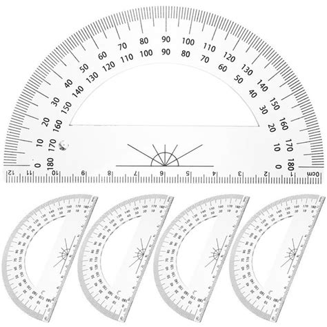 CYLINDSOME 5pcs Plastic Protractor 180 Degrees Math Protractor Geometry ...