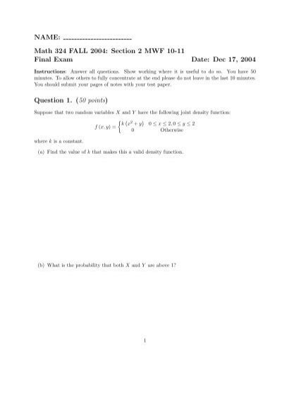 Final Exam Sfsu Math