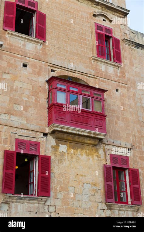 Maltese Gallarija Balconies Typical Maltese Enclosed Painted Wooden Balcony With Glass