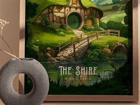 The Shire Middle Earth Digital Download Art Lord Of The Rings Poster Design Hobbit House Print