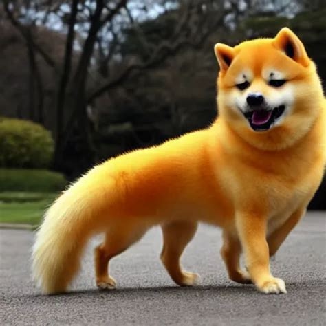 Real Life Super Saiyan Shiba Inu With Glowing Yellow Stable Diffusion