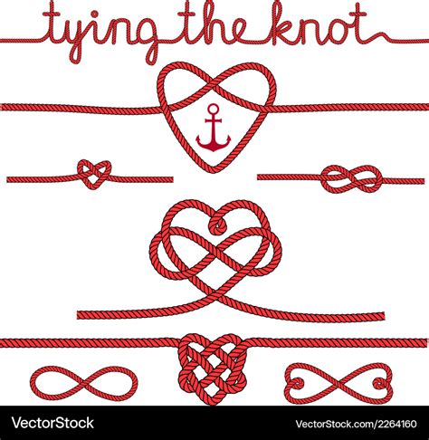 Tying The Knot Rope Hearts Set Royalty Free Vector Image