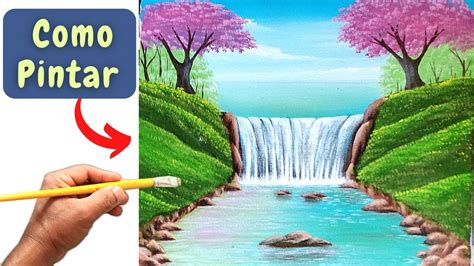 Como Pintar uma Cachoeira vídeo para aprender ou relaxar how to