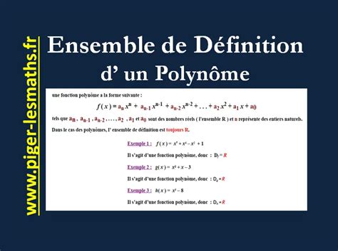 Ensemble De Définition D Un Polynôme Avec Des Exemples De Fonctions