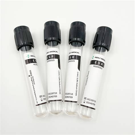 Sterile Ml Black Esr Sodium Citrate Vacuum Blood