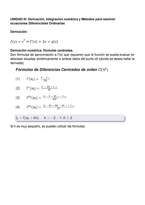 Clases Guias Unidad Iii Derivaci N Integraci N Num Rica Y M Todos