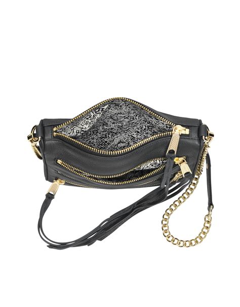 Rebecca Minkoff Black Leather Mini 5 Zip Crossbody Bag In Black Lyst