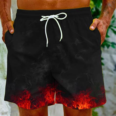 Cllios Mens Quick Dry Swim Trunks Swimsuits Funny 3d Novelty Flame