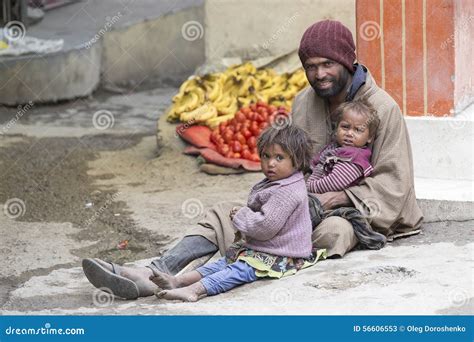 Beggar Family Begs For Money From A Passerby In Leh. India Editorial ...