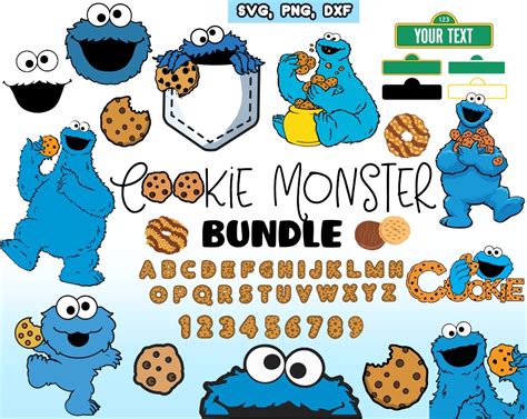 Cookie Monster Clipart Images Svg Png Esp Dfx Digital Etsy Canada