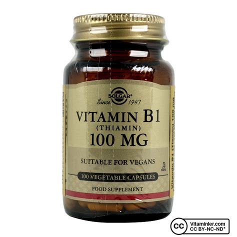 Solgar Vitamin B1 Thiamin 100 Mg 100 Kapsül B Vitaminleri