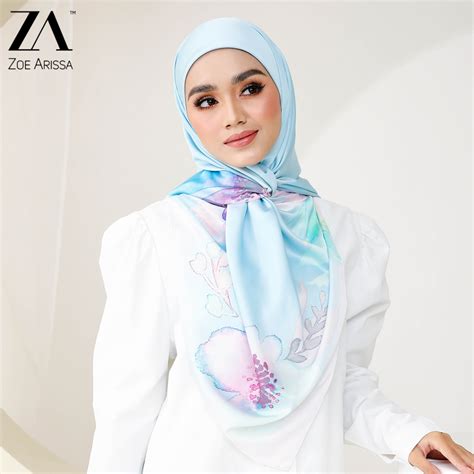 Zoe Arissa Tudung Bawal Satin Matte Bidang Hijab Bawal Printed Corak