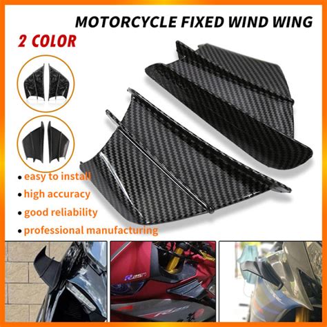 Eandm 1 Pair Carbon Fibre Fixed Wind Wing Motorcycle Winglet Aerodynamic