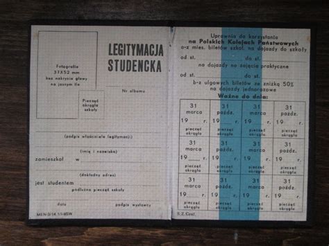 legitymacja studencka PRL czysta Poznań Licytacja na Allegro Lokalnie