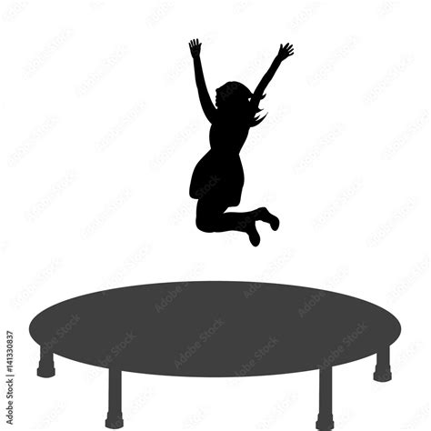 Vector Silhouette Of A Girl Jumping On A Trampoline Stock Vector Adobe Stock