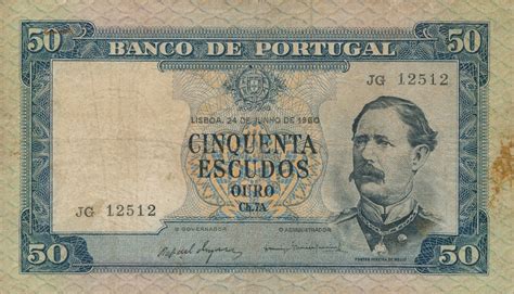 Portugal 50 Escudos 1960 Banknote VF MA Shops