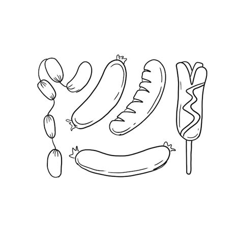 Wurst Handgezeichnete Doodle Illustrationen Vektor Premium Vektor