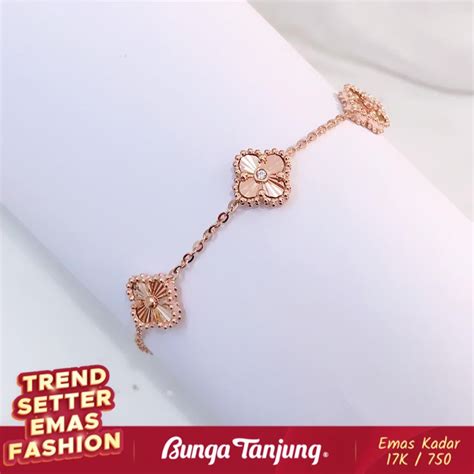 Jual Gelang Clover Arsir Emas K Bunga Tanjung Gold Shopee Indonesia