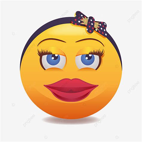 Gambar Emoji Wanita Emoticon Smiley Modern Dengan Ikat Kepala Dan Bibir