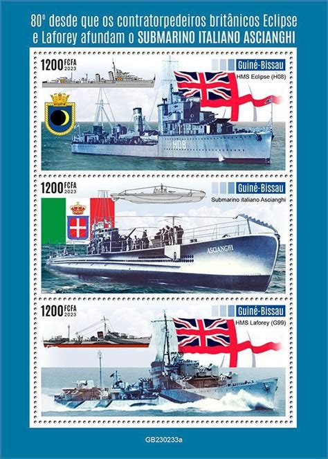 Guinea Bissau Hms Eclipse Laforey Perf V Sheet Mint