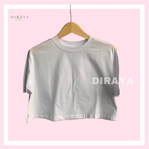 Jual Diraya Kaos Crop Top Oversize Polos Basic Korea Wanita Combed