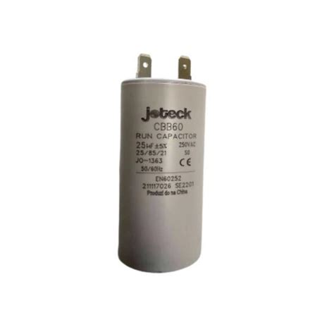 Capacitor Motor Tanquinho Lavadora 25µF 250VAC 2 Terminal Joteck