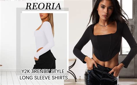 Reoria Womens Trenduy Sexy Square Neck Long Sleeve Backless