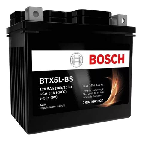 Bateria Bosch Btx5l Bs 5ah 12v Motobatt Mtz6s Lander Xtz 250