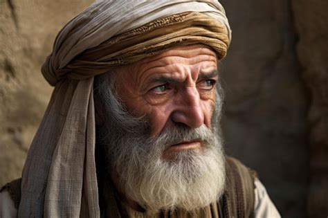 Un Hombre Con Barba Gris Y Sombrero Blanco Se Sienta Frente A Un Muro