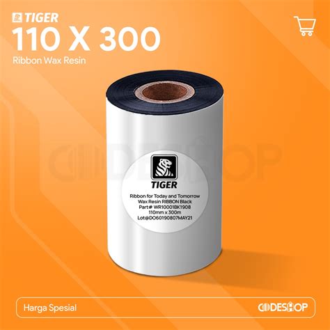 Jual Ribbon Barcode Tiger Wax Ressin 110 X 300 Tinta Printer 110x300