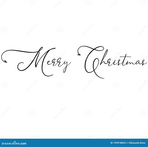 Hand Written Font Cursive Merry Christmas Handwriting Isolated