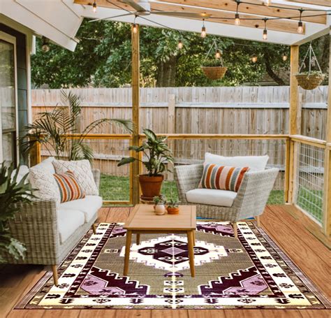 Balajeesusa 6x9 Feet Outdoor Patio Rugs Reversible Waterproof Plastic