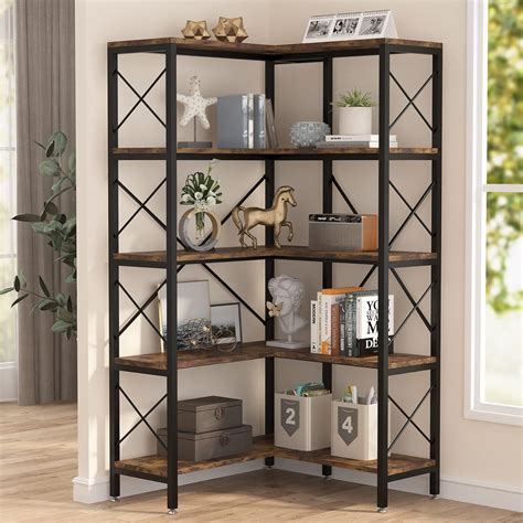 Tribesigns 5 Shelf Corner Bookshelf Large Modern Corner