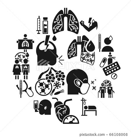 Pneumonia Icon Set Simple Style Stock Illustration 66108008 PIXTA