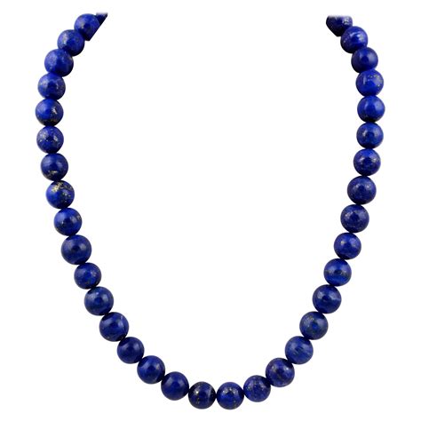 14 Karat Yellow Gold Lapis Lazuli Beaded Necklace At 1stDibs Lapis