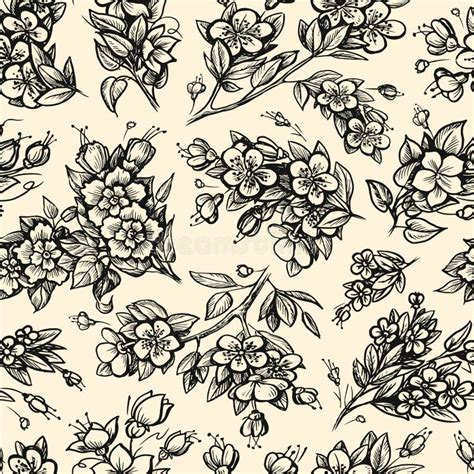 Patrón Vintage Floral Sin Soldadura Flores Con Hojas Ilustración