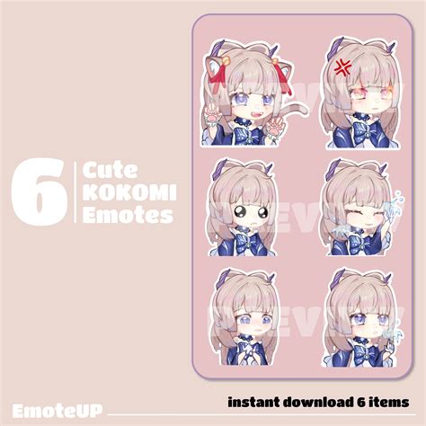 Cute Sangonomiya Kokomi Genshin Impact Sticker Emotes Etsy