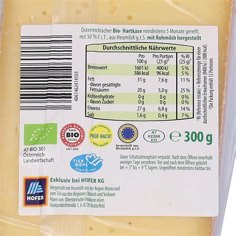 ZURÜCK ZUM URSPRUNG BIO Bergbauern Bergkäse 5 Monate HOFER