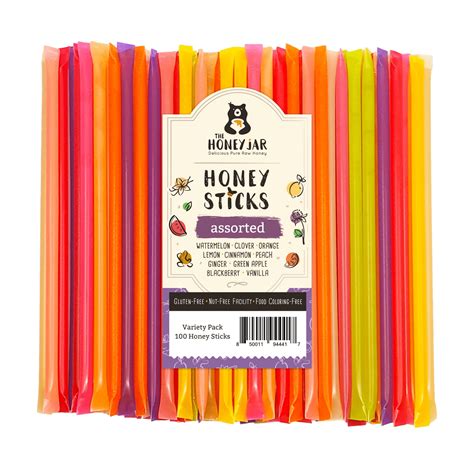 The Honey Jar Assorted Variety Pack Honey Sticks 100 Count Package