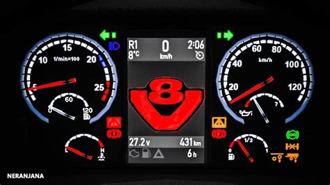 RJL SCS Scania R Streamline V8 Custom Dashboard Computer 3 Variants