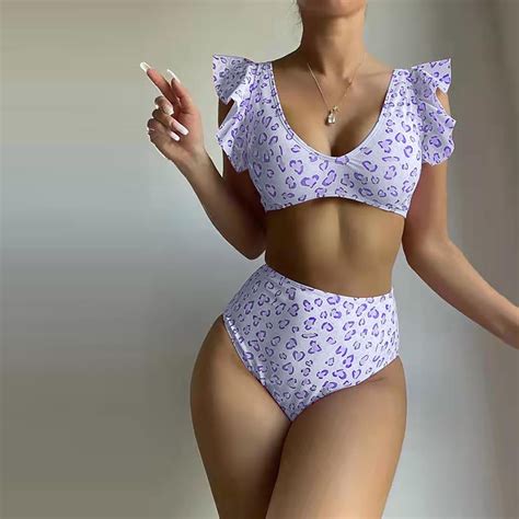 Tejiojio Summmer Clearance Sexy Women Bikini Print Splicing Two Piece