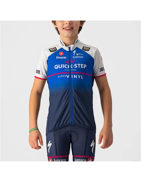 Castelli Quick Step Alpha Vinyl Kis Jersey Belgian Blue