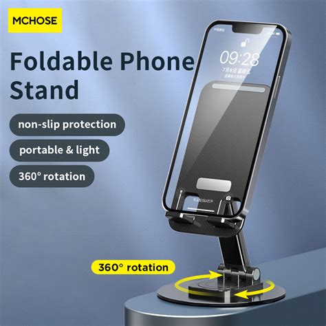 Mc Rotatable Flat Phone Stand Non Slip Aluminum Foldable Handphone