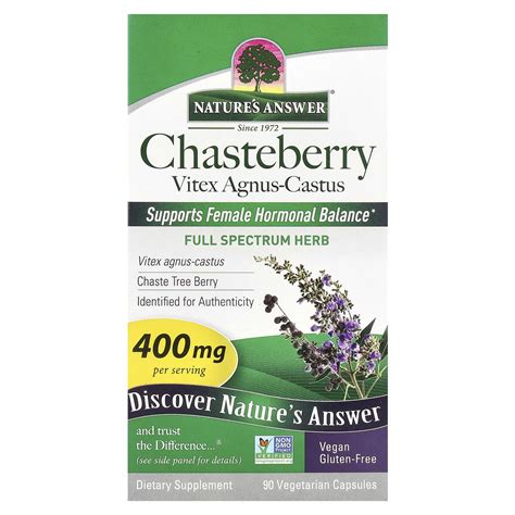 Natures Answer Chasteberry Vitex Agnus Castus 400 Mg 90 Vegetarian Capsules