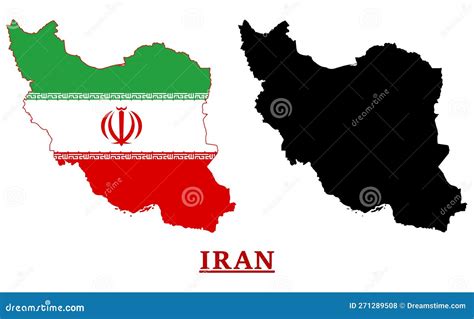 Die Iran Nationale Flagge Zeigt Die Landesflagge In Der Karte An Vektor